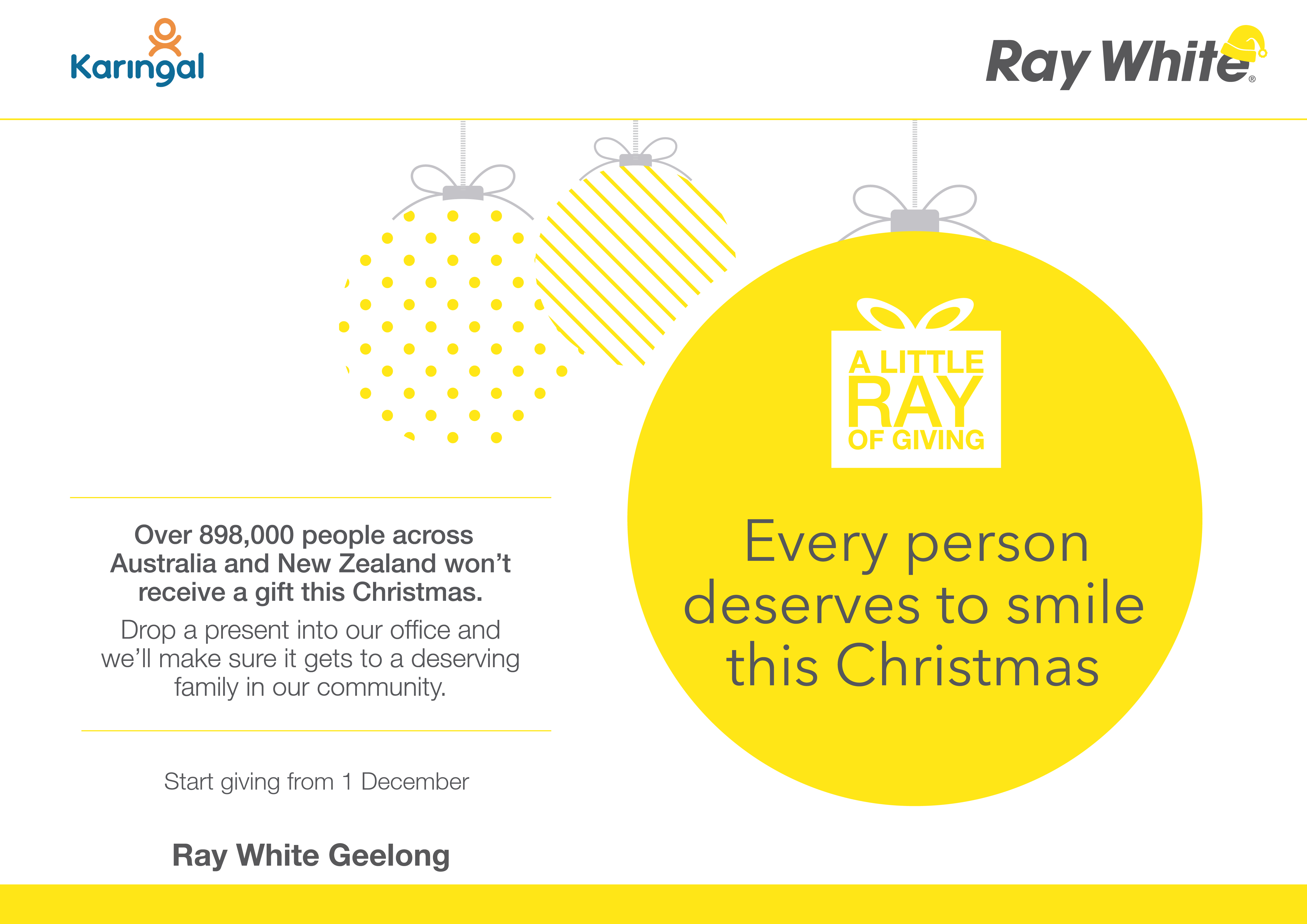 Window card - landscape - A little Ray of giving 2015 - Ray White AUS