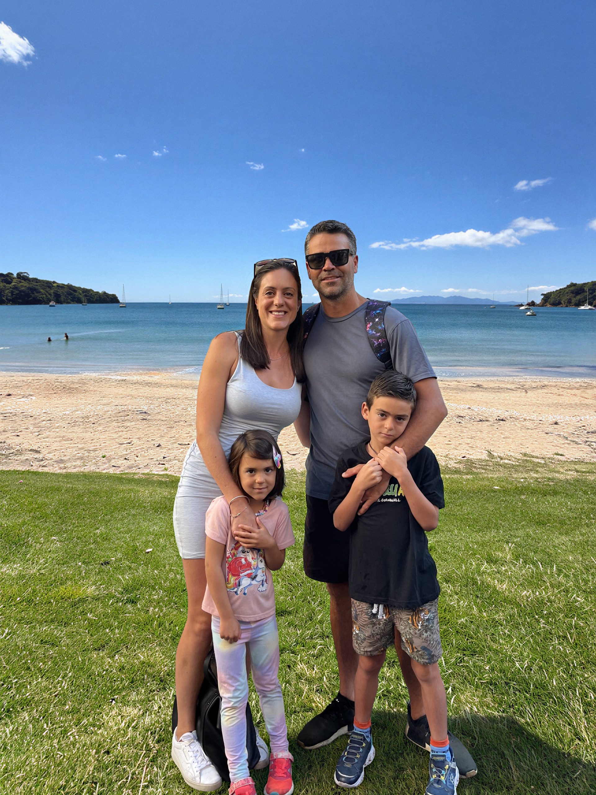 Leon and Adelaide Tong with their family on Waiheke Island