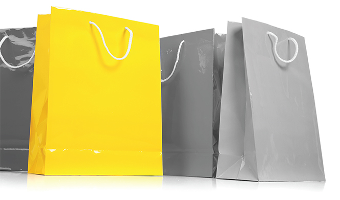 Yellow & Grey shopping bags